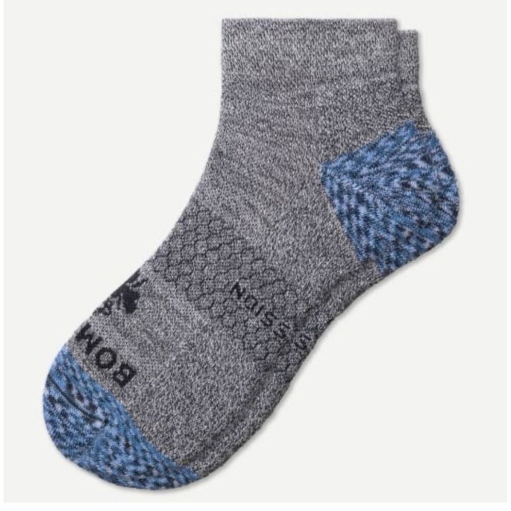 Bombas Gray and Blue Ankle Compression Socks